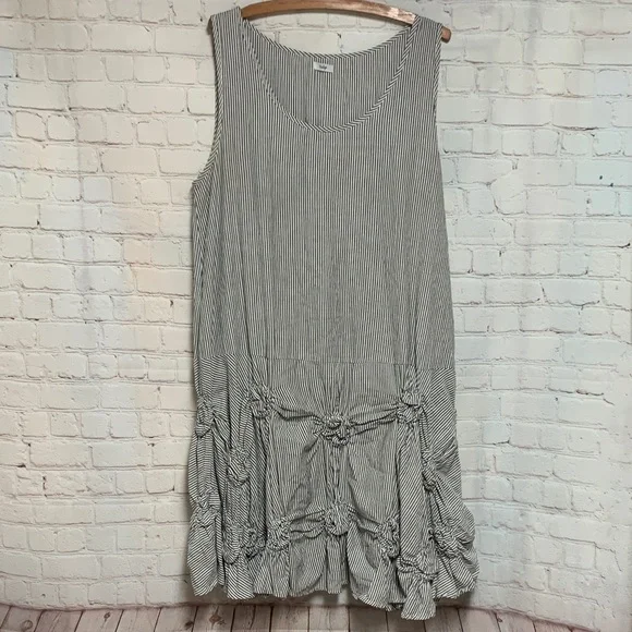 Tulip Maria Lagenlook Knot-Detail Dress in Black and White Stripe Tunic Dress M - Picture 2 of 7